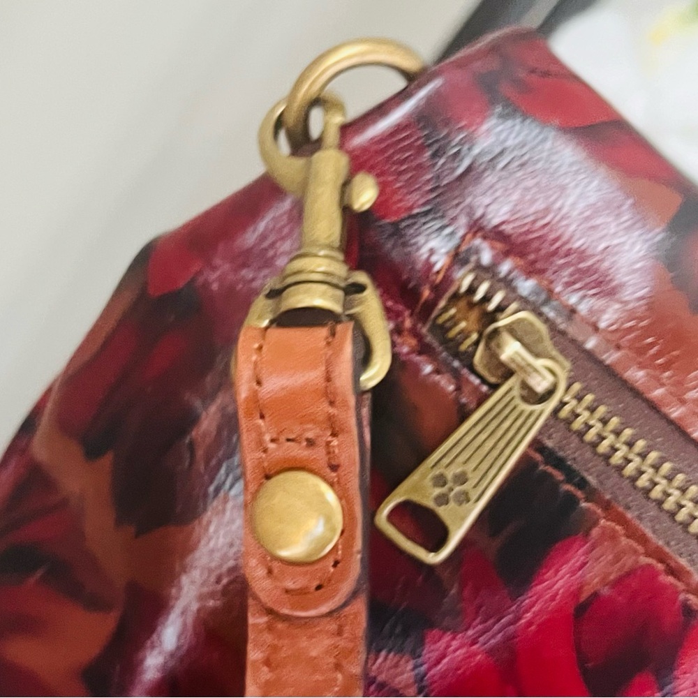 Patricia Nash Burgundy and Chestnut Floral Crossbody Bag - Picture 3 of 7